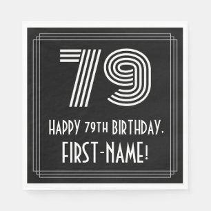 79th Birthday: Art Deco Inspired Look "79" + Name Napkin