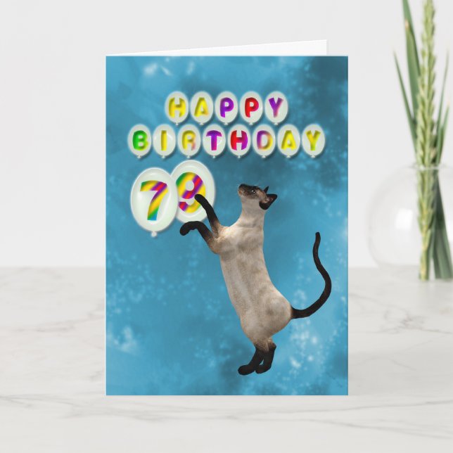79th Birthday card with siamese cats (Front)