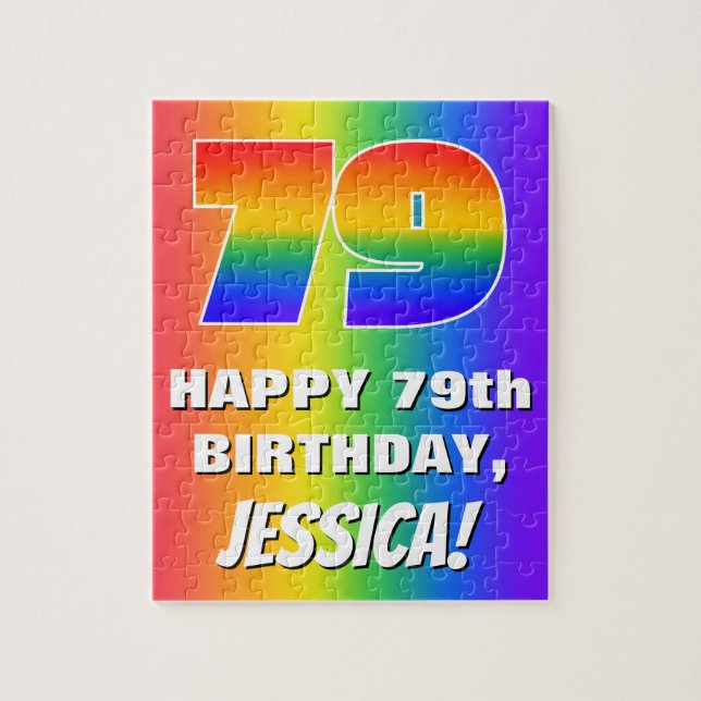 79th Birthday: Colourful, Fun Rainbow Pattern # 79 Jigsaw Puzzle (Vertical)