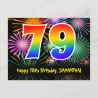 79th Birthday – Fun Fireworks Pattern + Rainbow 79