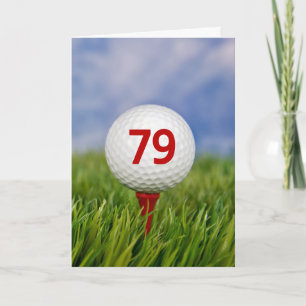 79th Birthday Golf Ball on Red Tee Card