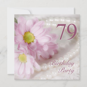 79th Birthday party invitation with daisies