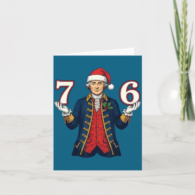 7-6 6-7 Funny George Washington Santa 67 Meme Chri Card (Front)