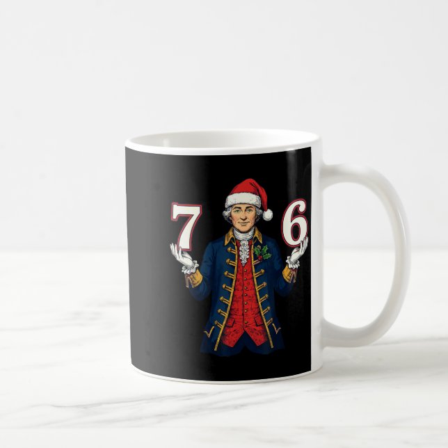 7-6 6-7 Funny George Washington Santa 67 Meme Chri Coffee Mug (Right)