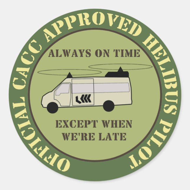 7.6cm Helibus Pilot Patch Classic Round Sticker (Front)