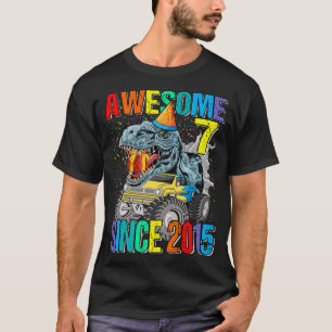 7 Awesome Since 2015 Dinosaur Monster Truck 7th Bi T-Shirt