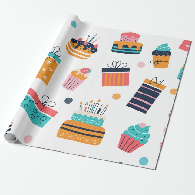 7- Birthday wrapping paper pattern (Unrolled)