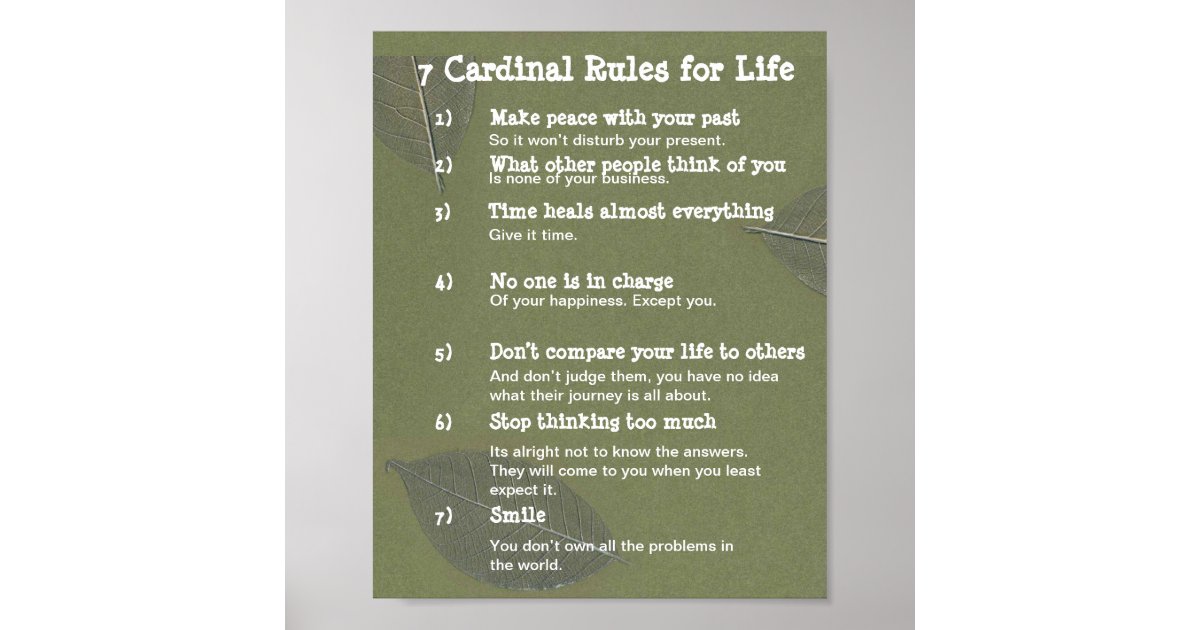 7-cardinal-rules-for-life-poster-zazzle