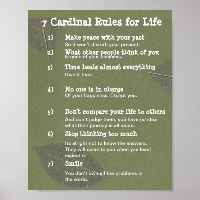 7 Cardinal Rules for LIFE Poster (Front)