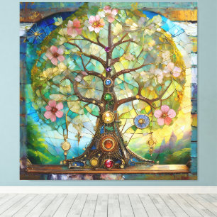 7 Chakra Blossoming Tree Of Life Canvas Print