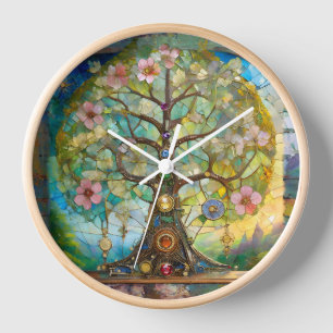 7 Chakra Blossoming Tree Of Life Clock