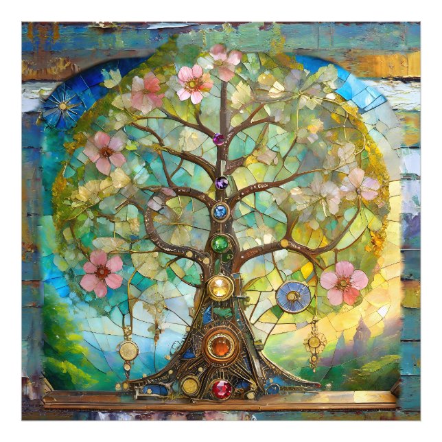 7 Chakra Blossoming Tree Of Life Photo Print (Front)