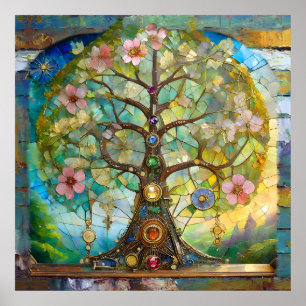 7 Chakra Blossoming Tree Of Life Poster