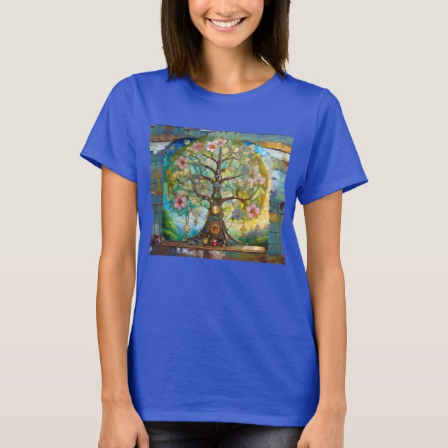 7 Chakra Blossoming Tree Of Life T-Shirt (Front)