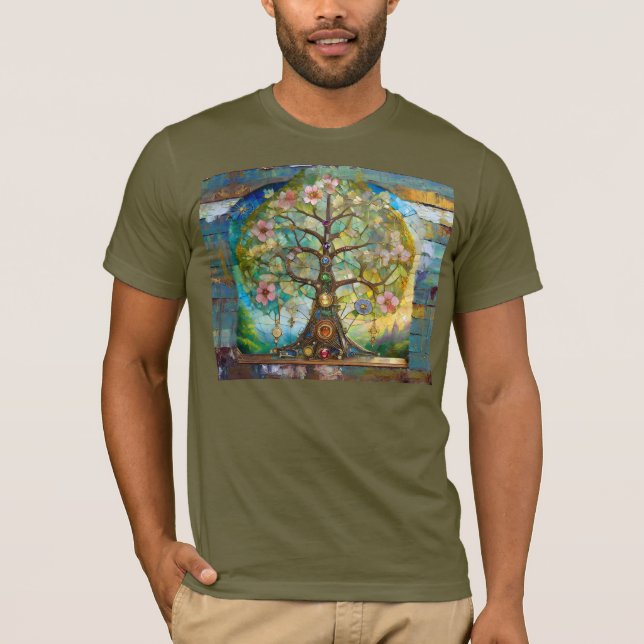 7 Chakra Blossoming Tree Of Life T-Shirt (Front)