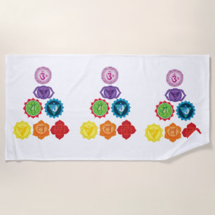 7 Chakra,s Kundalini Yoga, Chakra Yoga Beach Towel