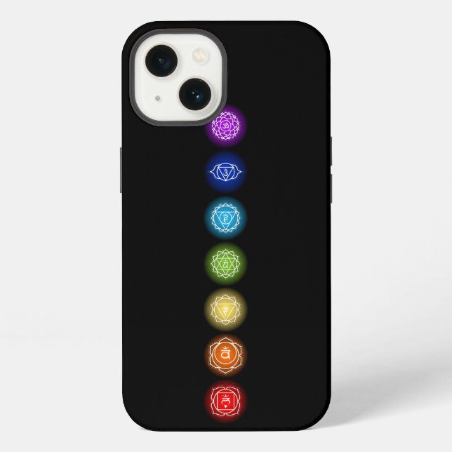 7 Chakra Symbols | Black iPhone Case (Back)