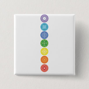 7 Chakras 2 Inch Square Button