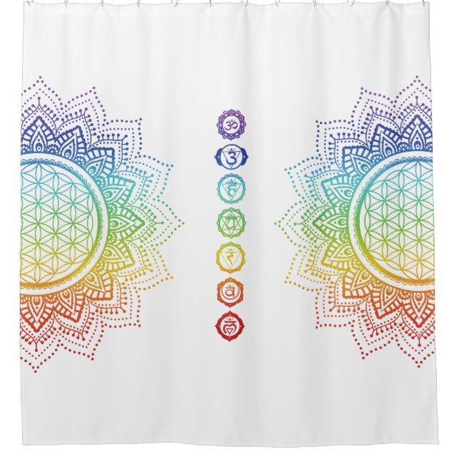 7 Chakras Flower of life Mandala | White (Front)