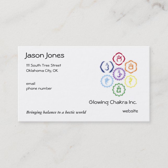 7 Chakras in a Circle Business Card (Front)