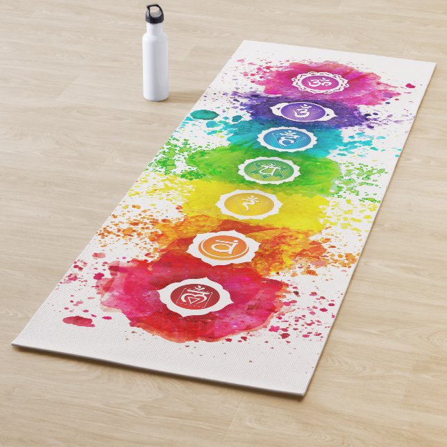 7 Chakras Watercolor Yoga Mat - wc01 (In Situ)