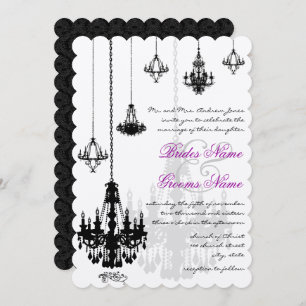 7 Chandeliers noirs Invitations de mariage