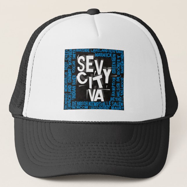 7 City Districts - Black/Blue Logo Trucker Hat (Front)