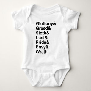 7 Deadly Sins - Pride Gluttony Lust Wrath Envy Baby Bodysuit