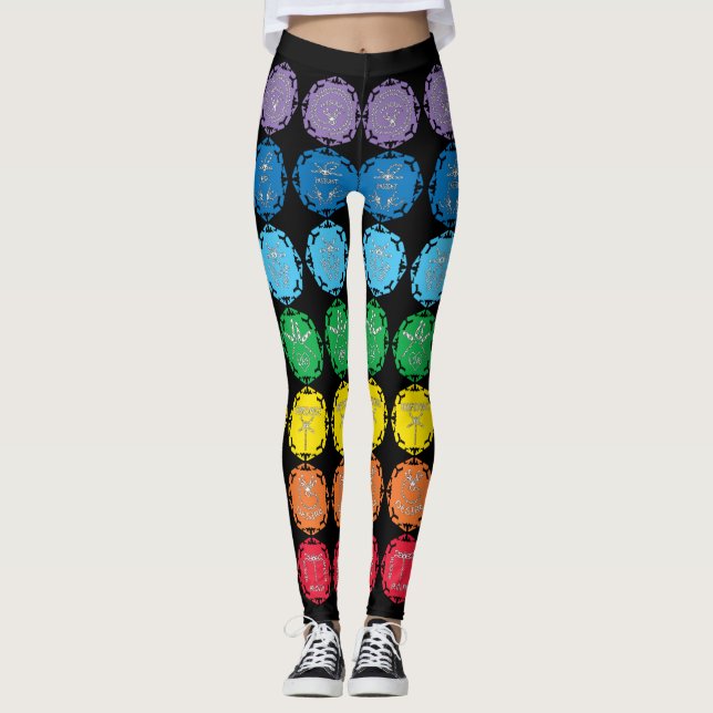 7 Dragonfly Chakras Infinity Symbol designs Leggings (Front)