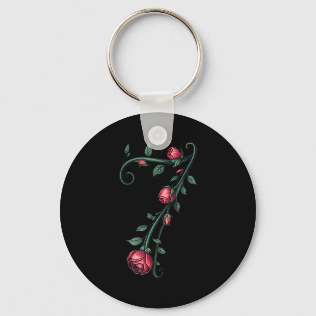 7 Floral 67 Rose Valentines Day Funny Love Matchin Keychain (Front)