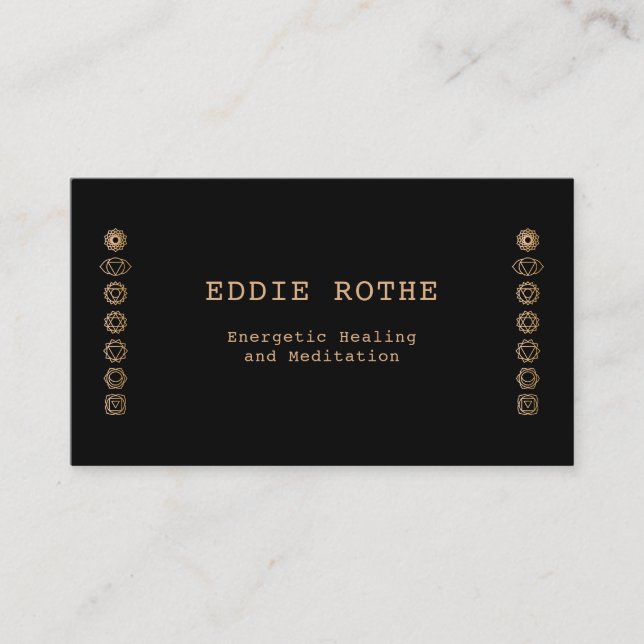 7 Gold Chakra Energy Healer Spiritual Business Card (Front)