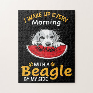 7 I Wake Up Every Morning With A Beagle By My Side Jigsaw Puzzle