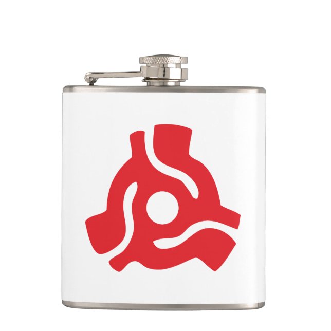 7 inch 45 rpm vinyl adapter insert spindle spider hip flask (Front)