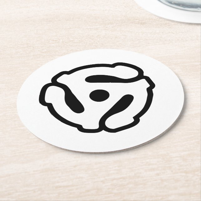 7 inch 45 rpm vinyl adapter insert spindle spider round paper coaster (Angled)