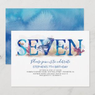 7 Invitation d'anniversaire Bleu profond sous la v