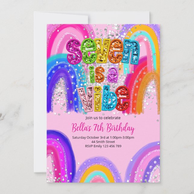 7 is a Vibe Birthday Invitation (Front)