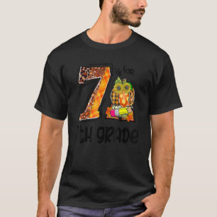 7 Is For 7th Grade Leopard Pumpkin Teacher Fall Th T-Shirt