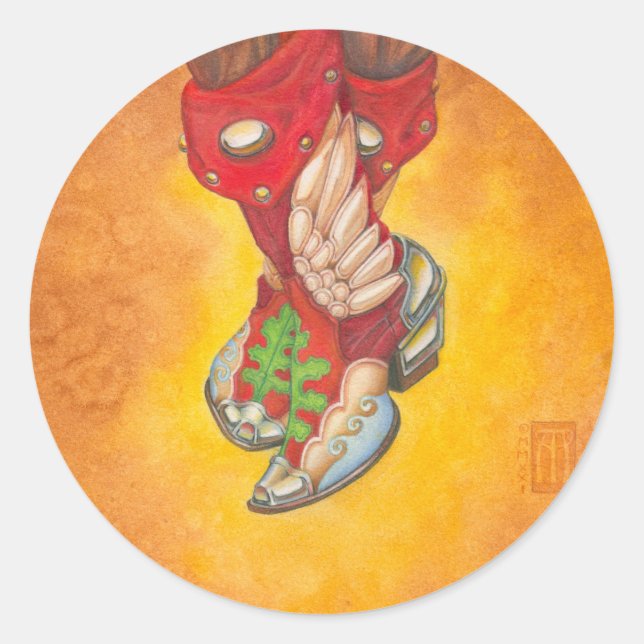 7 League Boots mini Classic Round Sticker (Front)