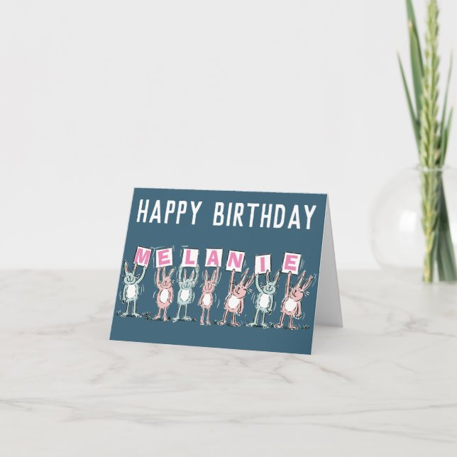 7 Letter Name Happy Birthday Card (Front)