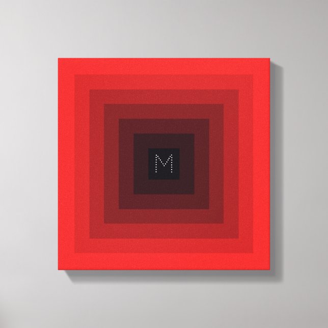 7-Level Red Inverted Pyramid Initial Personalized Canvas Print (Front)