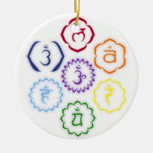 7 Main Chakras in a Circle Ceramic Ornament