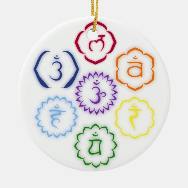 7 Main Chakras in a Circle Ceramic Ornament (Front)