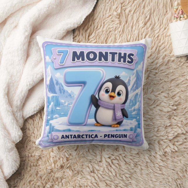 7 Months Baby Milestone Explorer Throw Pillow (Blanket)