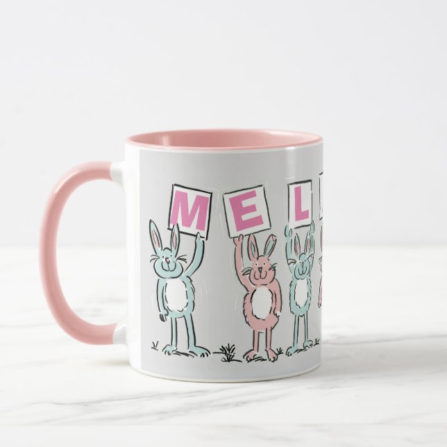 7 Nom de la lettre avec lapins de café Mug (Gauche)