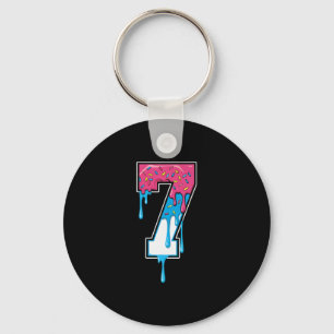 7 Number Seven Team Sports Ice Cream Drip 67 Six S Keychain