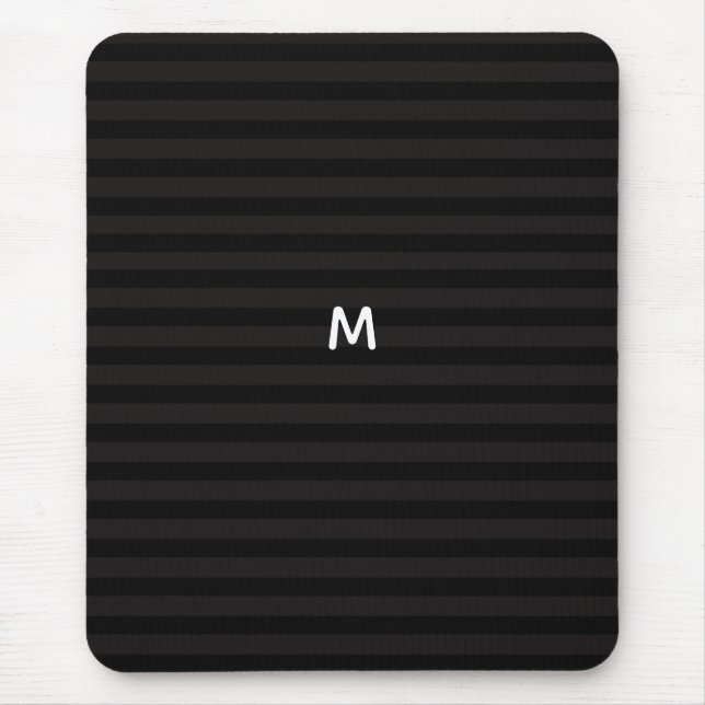 7 Option Black Stripes Modern Monogram Mouse Pad (Front)