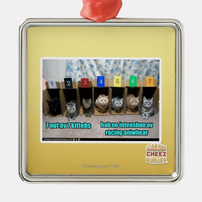 7 out ov 7 kittehs metal ornament (Front)