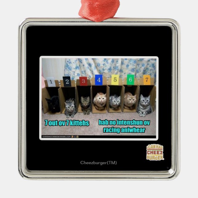 7 out ov 7 kittehs metal ornament (Front)
