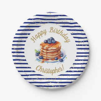 7" Pancakes and Pajama Birthday Paper Plate