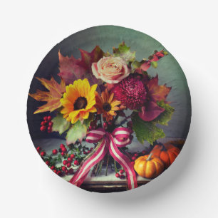7" Paper Bowl, Thanksgiving/Fall Plate